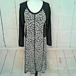 Kenneth Cole New York Women's Black White Knit Work Career Stretchy Shift Dress